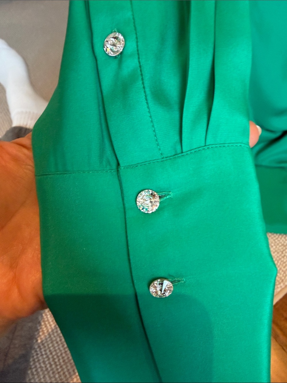 Gauge81 Vibrant Emerald Green Draped Long-Sleeve Silk Mini Dress - Picture 4 of 6